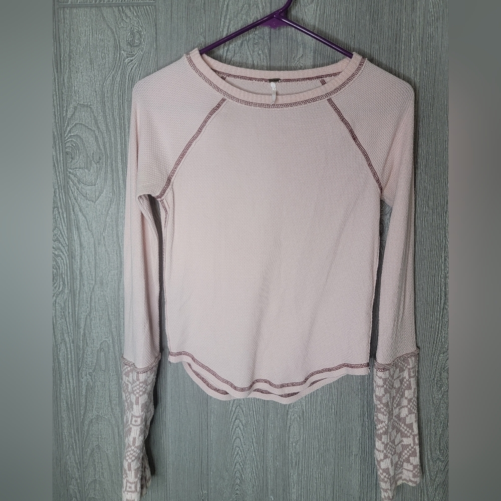 Free People Elegant Pink Trim Women's Top